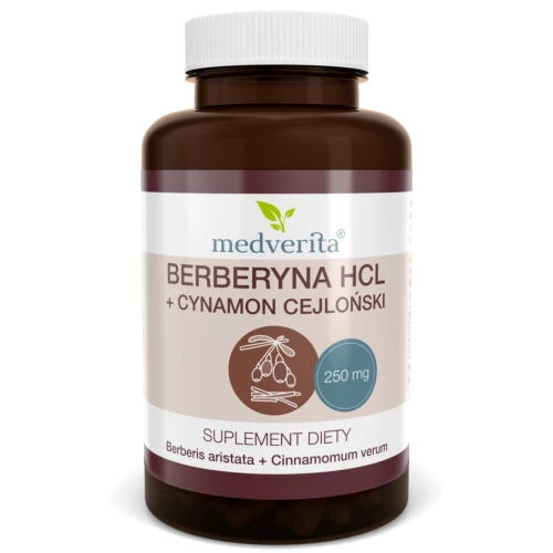 Medverita - Berberyna HCL + Cynamon cejloński 250/100 mg - 60 kapsułek Medverita - Berberyna HCL + Cynamon cejloński 250/100 mg - 60 kapsułek